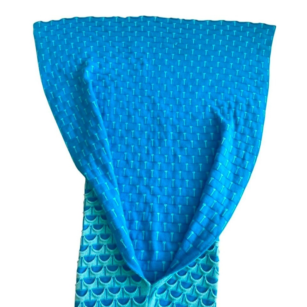 Mermaid Lap Blanket, Blue 64" Long - Picture 4 of 5